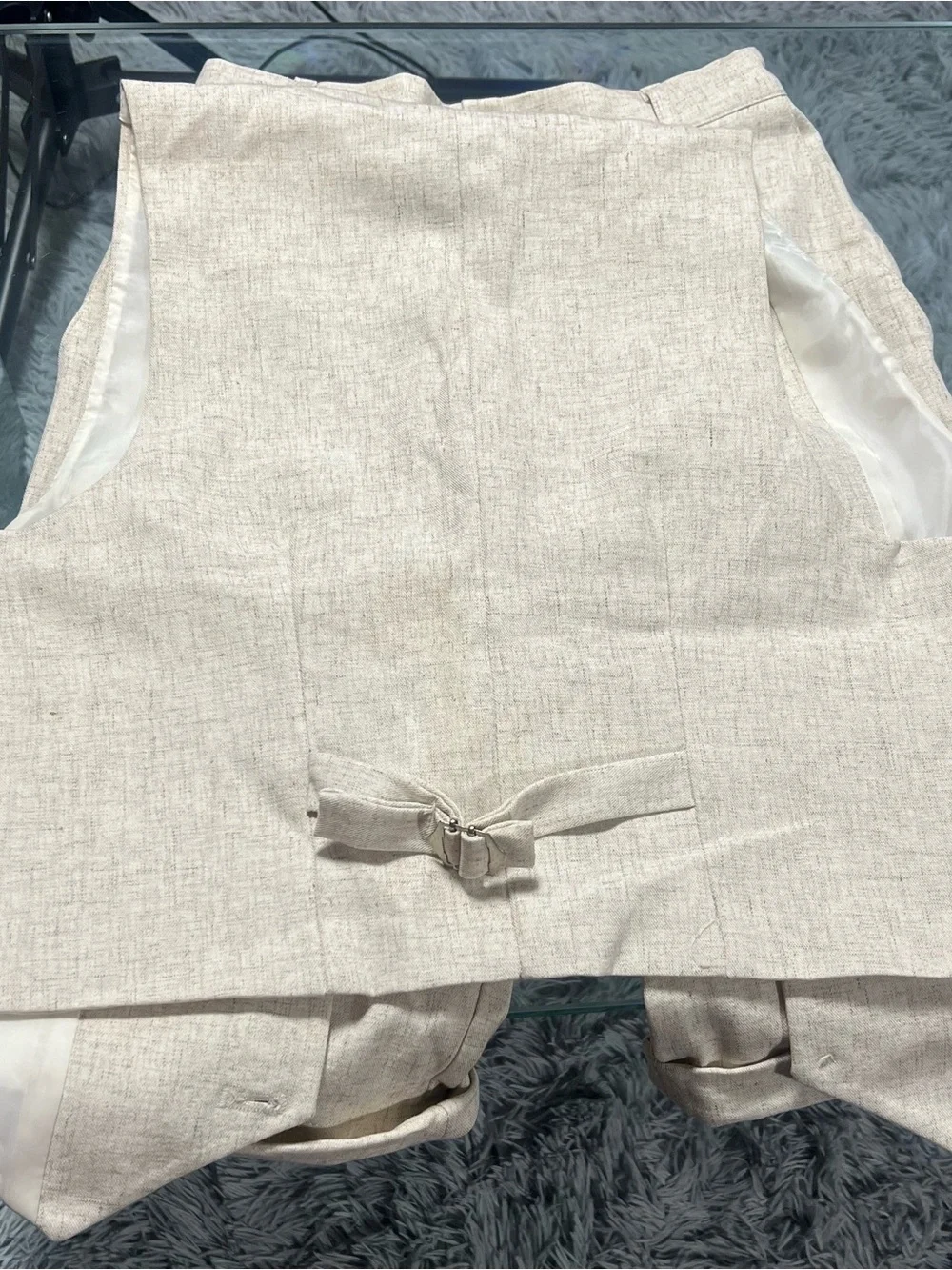 Kids Cream Linen-Blend Shorts